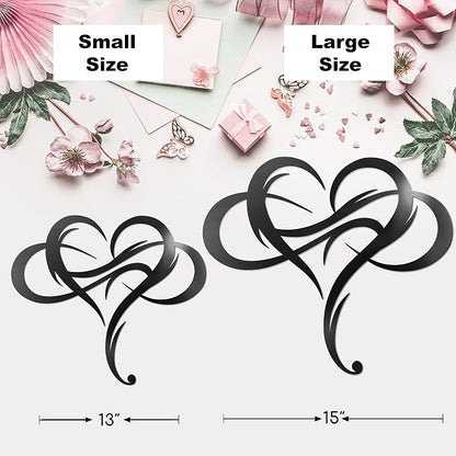 Vivegate Infinity Heart Metal Wall Decor, Unique Love Sign Plaque Steel Art Geometric Wall Decor Set Cut Out for Outside (Large - 15"X13")