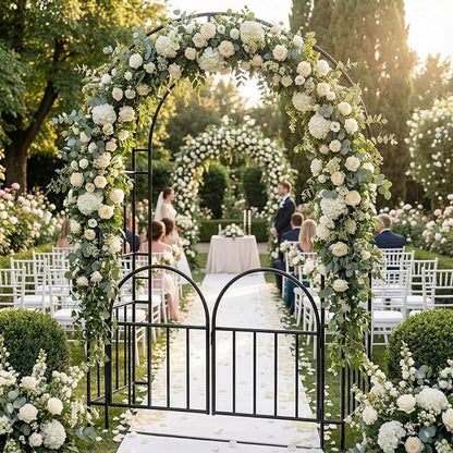 7FT Garden Arch Arbor Heavy Duty Metal Arbour Archway Garden Arch Trellis for Climbing Plants Outdoor