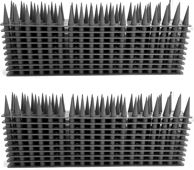 Bird Spikes, 20 Pack Bird Deterrent Spikes for Pigeon Squirrel Raccoon Crow Cats Bird Defender Spikes for Outside to Keep Birds from Walls, Railing and Roof (22 FT)