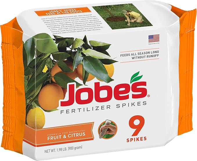 Jobe’s Garden Fertilizer Spikes, Easy Plant Care Slow Release Fertilizer for Fruit and Citrus Plants and Trees, 9 Count