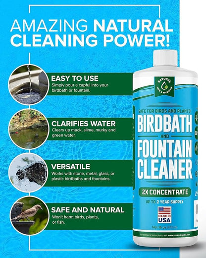 Birdbath & Fountain Cleaner - 16 oz Fountain Maintenance Outdoor Indoor - Bird Bath Cleaner