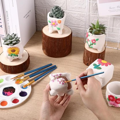 Leitee 18 Pcs Paint Your Own Ceramic Pot Bulk 3.1 in, Ready to Paint Small Pot Mini Succulent Planters Pottery Painting for Summer Classroom Craft Gift DIY Art Activity (Romantic Flowers)