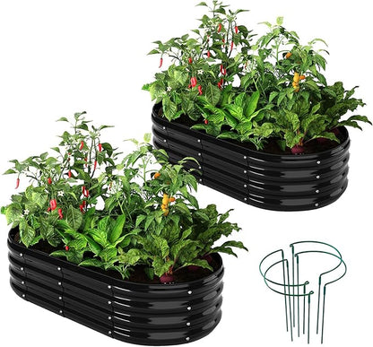 ZFHgarden Galvanized Metal Planter Raised Garden Bed Kit for Gardening Outdoor，4x2x1ft 2 Planter Grow Garden Box Raised Flower Bed，Long Vegetable Clearance Herb Raised Garden Beds for Gardening Black