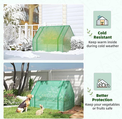 Outsunny 4 x 3 x 3ft Raised Garden Bed with Mini Greenhouse, Galvanized Raised Garden Bed with Cover for Herbs and Vegetables, Small Greenhouse for Patio Garden Balcony, Green