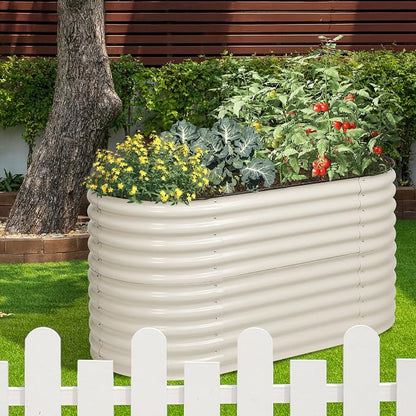 Aoodor 2-in-1 Modular Aluzinc Metal Raised Garden Bed, 63" L x 32" W x 32" H, Outdoor Planter Box for Vegetables, Flowers, and Herbs, Beige