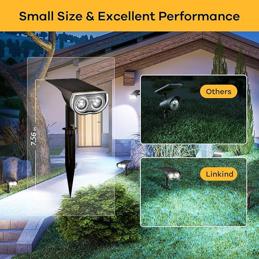Linkind Solar Lights Outdoor StarRayS, Bright Solar Spot Lights Outdoor, IP65 Waterproof Spotlights for Garden Yard Landscape Walkway Patio Tree (Daylight, 2 Pack)