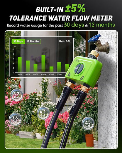 RAINPOINT WiFi Water Timer for Garden Hose, 2 Zone WiFi Sprinkler Controller, Smart Hose Timer Valve, Automatic Drip Irrigation System/Rain Delay for Garden (Brass Inlet, WiFi & Ethernet Connection)
