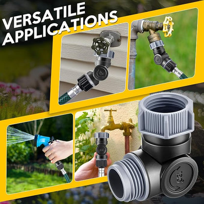 Outdoor Faucet Extender, 3/4" Garden Hose Swivel Connector with 180° & 360° Rotation, Water Spigot Extender Hose Adapter for Outdoor Faucet,Garden Hoses,Sprinkler,RV & Irrigation(Black & Gray,2 Pack)