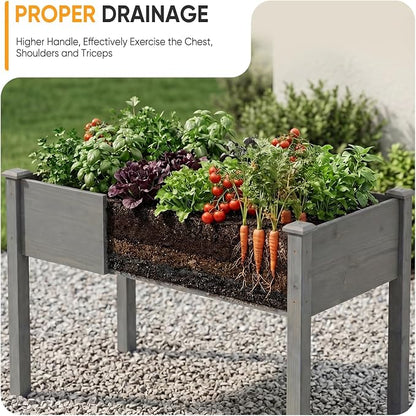 NEWBULIG Raised Garden Bed Wood 48x24x30in, Elevated Wood Planter Box Stand with Legs for Outdoors Balcony Backyard, Raised Garden Bed for Planting Herbs Flowers Vegetables, Grey
