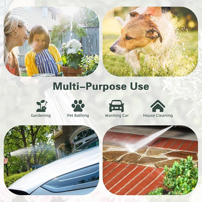 Coil Hose 10FT EVA Coil Garden Hose With 3/4'' Brass Connector Coiled Water Hose Lightweight And No Kink Includes 7 Patterns Spray Nozzle For Outdoors Lawn Watering Car Washing