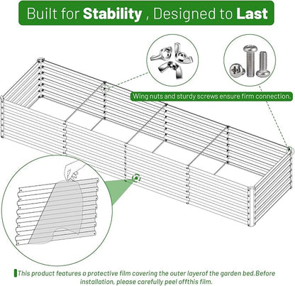 SnugNiture 2-Pack 8x2x2FT Galvanized Raised Garden Bed Kit, Metal Planter Box for Planting Plants Vegetables, Brown