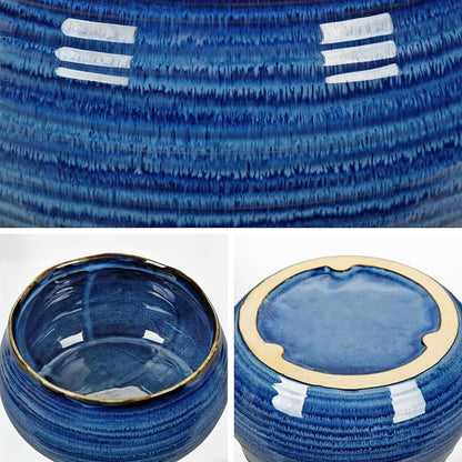 Hollyone Blue Ceramic Planters 6.4 Inch Modern Glaze Pots for Succulent Plants Round Flower Plant Garden Pots Modern Planters Flowers Pots for Indoor Outdoor Snake Plants
