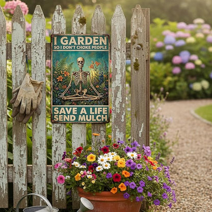 Garden Decor Sign I Garden So I Don't Choke People Wall Art | Garden Lovers • Yard Flower Bed Display • Garden Theme • Funny Vintage Style • UV Printed • 8x12 Inch