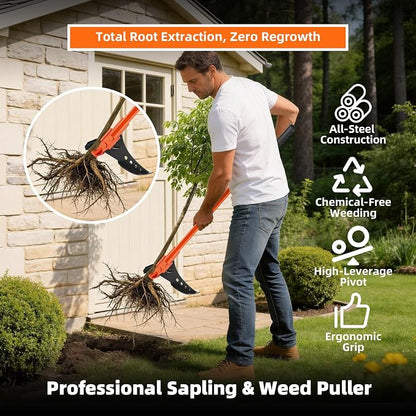 Heavy Duty Tree & Sapling Puller Tool, High-Strength Manganese Steel Root Removal Tool for 1/4" to 2" Woody Stems, Small Trees, Brush and Invasive Plants, for Lawn, Yard, Garden and Farm | Sapling Puller Tool