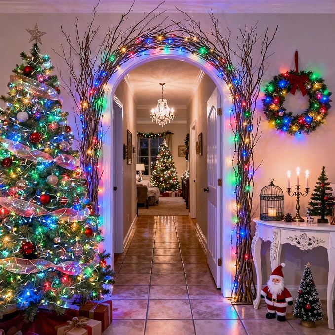 JMEXSUSS 150 LED Multicolor String Lights Indoor Outdoor Waterproof, 59 Ft Connectable Christmas Tree Lights, 8 Modes Plug in Colorful String Lights for Patio, Party, Holiday Decorations, EXS-S-0150