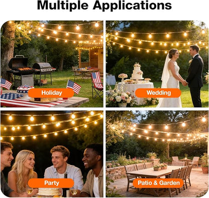 LEDVANCE 24-ft Outdoor String Lights, Edison Shatterproof S14 Bulbs, Linkable, String Lights for Outside/Indoor, IP65 Wet Rated, 2200K, Amber Glow, Extra Bulb Included - 1 Pack (63193)