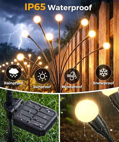 2 Pack Solar Garden Lights 16 LED, Solar Lights Outdoor Waterproof IP65, Decorative Garden Lights Solar Powered for Yard Patio Pathway Decor, Outside Fairy Firefly Lights Garden Gifts