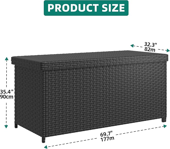 YITAHOME 260 Gallon Deck Box | XXL Wicker Outdoor Storage Box, Oversized Rattan Storage Cabinet for Patio Furniture, Cushions, Pool Storage and Garden Tools