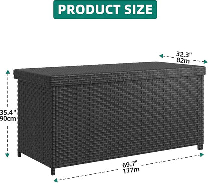 YITAHOME 260 Gallon Deck Box | XXL Wicker Outdoor Storage Box, Oversized Rattan Storage Cabinet for Patio Furniture, Cushions, Pool Storage and Garden Tools