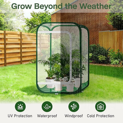 OnBrand 24.65" x 24.65" x 35.59" Portable Pop Up Greenhouse for Outdoors & Indoors, PVC Mini Greenhouse with Zipper Door & Storage Bag, Clear Plant Tent for Seedlings Flowers Vegetables