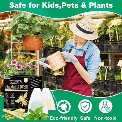 24 Pack Peppermint Wasp & Bee Repellent for Outside, Natural Carpenter Bee Repellent for Yellow Jacket, Hornet, Mud Wasp Deterrent for Outdoor Patio Garden Porch | Long-Lasting Protection | Pet Safe