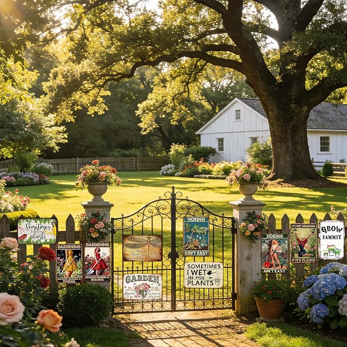 Funny Garden Metal Signs For Outside Gardening Gifts For Women Plant Lover Gifts Hoeing Ain’T Easy Sign Yard Decorations Outdoor Best Gift For Gardeners Garden Decor Funny Plant Signs 12x8 Inch