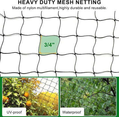 BSTPCOO Bird Netting 25'x100' with 3/4" Mesh Nylon Chicken Net Roof Hawk,Poultry Netting for Chicken Run, Aviary Nettings Deer Fence Trellis Net