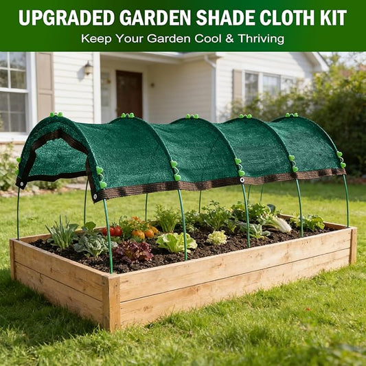 Uyittour Garden Shade Kit 78.7"x39.4", 70% Green Shade Cloth with Hoops for Plants, Raised Garden Bed Shade Cover for Heat Protection, Sun Shade for Outdoor Vegetables, Flowers & Greenhouse