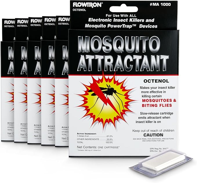 Flowtron MA-1000 Octenol Mosquito Attractant Cartridges (6-Pack), Compatible with BK-15, BK-40, BK-80, MC-9000, FC-8800