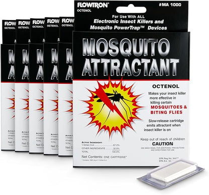 Flowtron MA-1000 Octenol Mosquito Attractant Cartridges (6-Pack), Compatible with BK-15, BK-40, BK-80, MC-9000, FC-8800