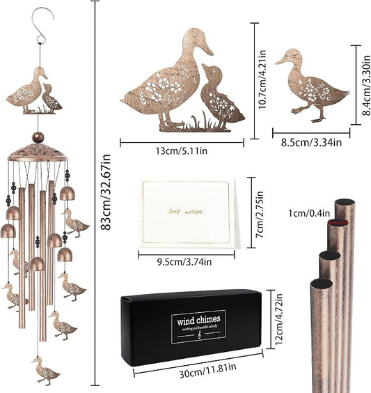 Romart Duck Wind Chimes for Outside, Duck Gifts for Women Men Mom Wife Grandma Birthday Sympathy Memorial Windchimes for Outdoors Indoors, Garden, Patio, Home, Porch, Yard Decorations