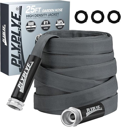Garden Hose 25ft, Made of TPU(Not PVC), Ultra-Light & Flexible Water Hose, Non-Shrinking, Easy to Store, Drinking Water Safe Material, All-weather, Black&Gray
