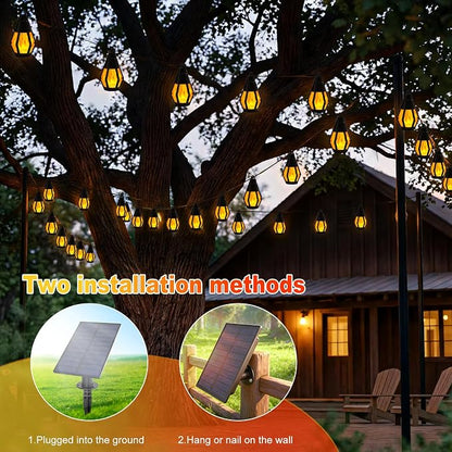 Solar String Lights Outdoor 43FT 15 LED Warm White Solar Flame Lights | Waterproof Patio Lights Solar Powered for Outside Tree Halloween Patio Garden Porch Party Decorations