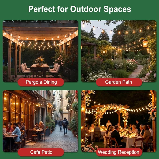 LED Outdoor-String-Lights with Remote 75FT Waterproof Patio lights for Yard | 1FT Bulbs Apart, Dimmable Edison lights String, Connectable Patio Lights with Remote,Timer, 3 Modes for Backyard, Bistro