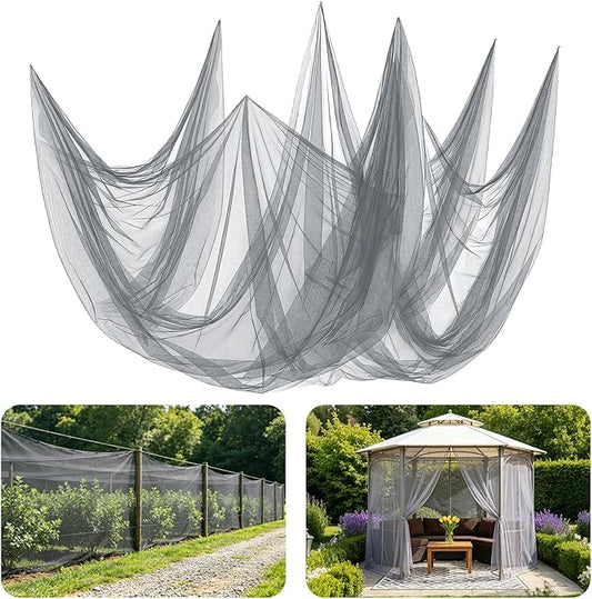 ANPHSIN 40x10ft Ultra fine Mosquito Net for Patio - Mesh Netting Screen for Outdoor Garden Porch Balcony, Protects Skin & Plants from Bugs, Birds, Gray