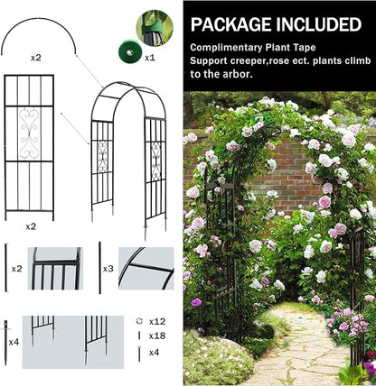Arbors, Curved Metal Endurable Iron Trellis Plants Stand Use for Outdoor Garden Arbor Climbing Plants Wedding Arches Ceremony