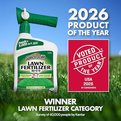 Spectracide Lawn Fertilizer 30-0-0, 3 Count, 2-in-1 Formula Boosts Overall Lawn Strength, Promotes Thick, Green Growth Without Burning