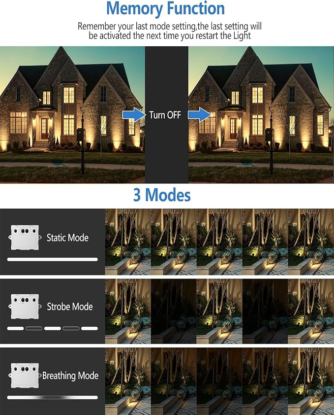 CLY 6 in 1 Solar Spot Lights Outdoor Solar Landscape Lights 2700K WarmWhite | IP66 Waterproof 59.06ft Cable Auto On/Off Garden Floodlight for Yard Lawn Tree Statue Pathway Decoration