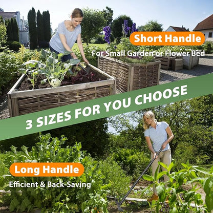 Weed Puller Tool with 45.5" Long Handle, 2 in 1 Small Garden Weeding Hoe & Rake, Handheld Stand Up Hoe Garden Tool for Lawn, Garden, Yard, Flower Bed, Patio & Small Farm