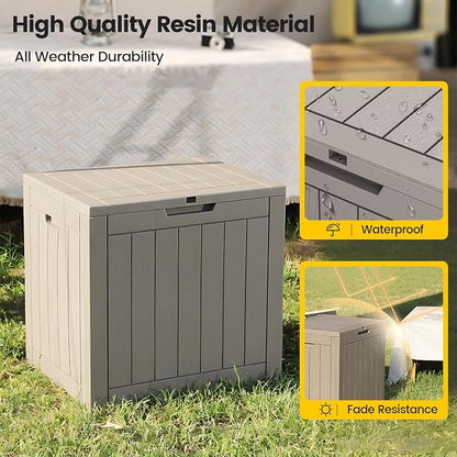 Zapdos 31 Gallon Outdoor Storage Box Deck Box for Indoor and Outdoor Use, Waterproof Resin Storage Bin for Package Delivery Patio Cushions Gardening Tools, Lockable, UV Resistant, Grey