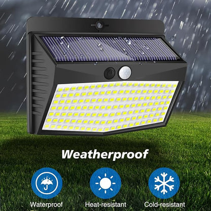 [138 LED/6 Packs] Solar Outdoor Motion Sensor Lights with 3 Lighting Modes Wall Lights Waterproof Solar Security Powered Lights for Garden Fence Yard Deck Garage, Warm White
