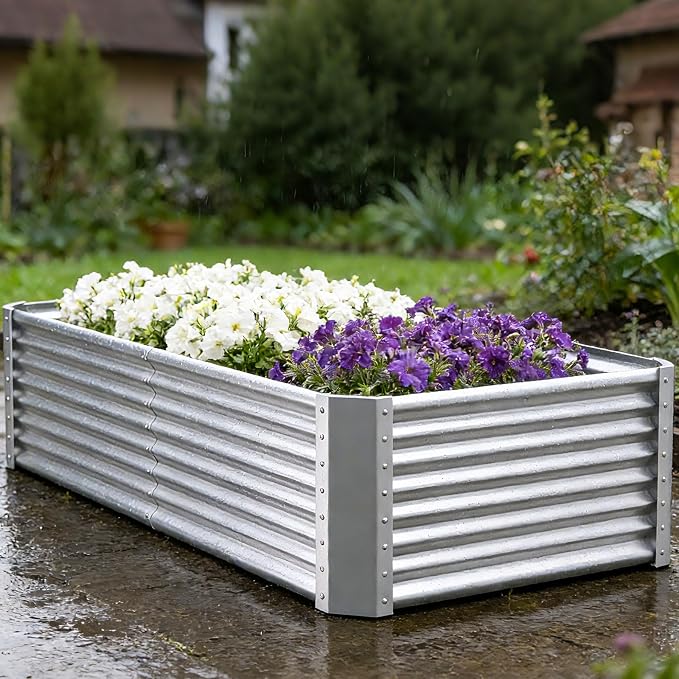6x3x2ft Raised Garden Bed, Deep Root Planter Box, Silver,1 Pack | 1mm Thick Galvanized Steel, Resists Rust Bowing, Easy Assembly, Ideal Deep-Root Growing Condition for Broccoli,Beans,Tomatoes