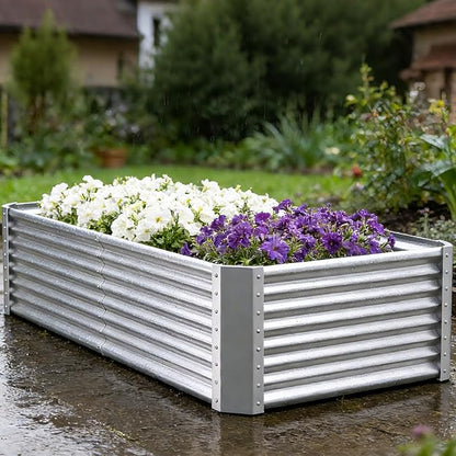 6x3x2ft Raised Garden Bed, Deep Root Planter Box, Silver,1 Pack | 1mm Thick Galvanized Steel, Resists Rust Bowing, Easy Assembly, Ideal Deep-Root Growing Condition for Broccoli,Beans,Tomatoes