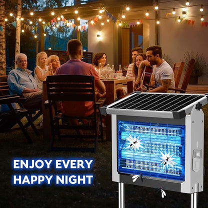 Solar Bug Zapper Outdoor, PhatroyYee Mosquito Zapper 4500V, Waterproof Portable Fly Zapper, Rechargeable Electric Mosquito Killer, Cordless Fly Insect Mosquitos Trap for Patio Yard Home Camping(White)