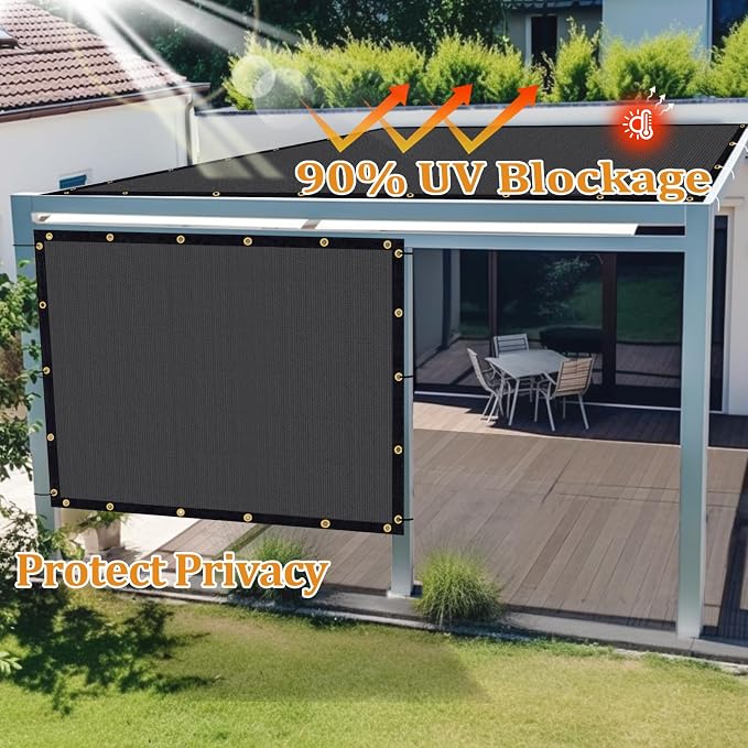 Shade&Beyond Customized Size 5' X 23' Shade Cloth with Grommets, 90% UV Protection UV Protection Mesh Tarp Sun Screens for Patio GN01, Dark Gray