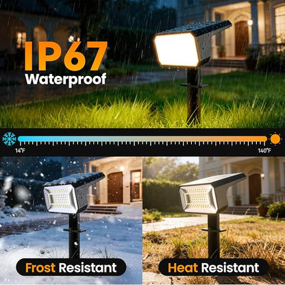 Fabrito Upgraded Solar Spot Lights Outdoor IP67 Waterproof 4 Pack, [108 LEDs, 4 Modes, 800LM] Dusk to Dawn Spotlights for All Night, 2-in-1 Solar Landscape Lights for Garden, Yard, Tree, Cool White