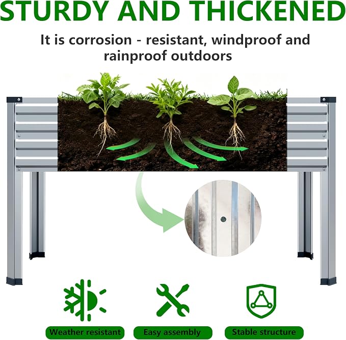 Vengarus 2PCS 48×18×30in Galvanized Raised Garden Bed Outdoor with Legs Set | 300 Lb Capacity, Galvanized Steel, Rust-Resistant, Elevated Planter Box for Outdoor Garden, Patio, Balcony, Backyard, SLiver