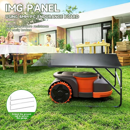 Robot Mower Garage, Protective Cover for All Robotic Lawn Mowers | High Strength Steel Structure+Black PC Material, UV Protection Waterproof, Universal Fit Robot Mower shelter（Large Size）