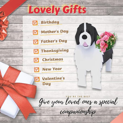Newfoundland Dog Planter Plant Pots,Cute Dog Flower Planter,Gifts for Pet Lovers,Unique Animal Plant Pots,Office,Indoor Outdoor Garden Decor(9.45 * 6.77 * 13.99in)