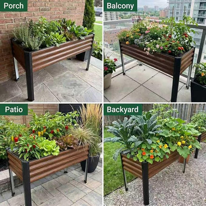 SnugNiture Raised Garden Bed with Legs, 2PCS 48×18×32in Outdoor Metal Elevated Raised Planter Box for Backyard, Patio, Balcony